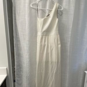 Stretta White One Shoulder Maxi Dress